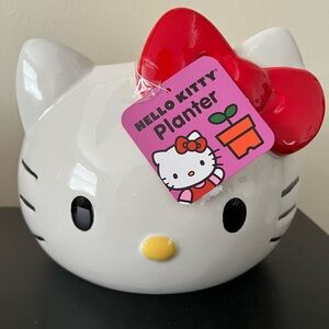 Sanrio Hello Kitty Hand Painted Ceramic Planter With Red Bow / Candy Bowl NEW